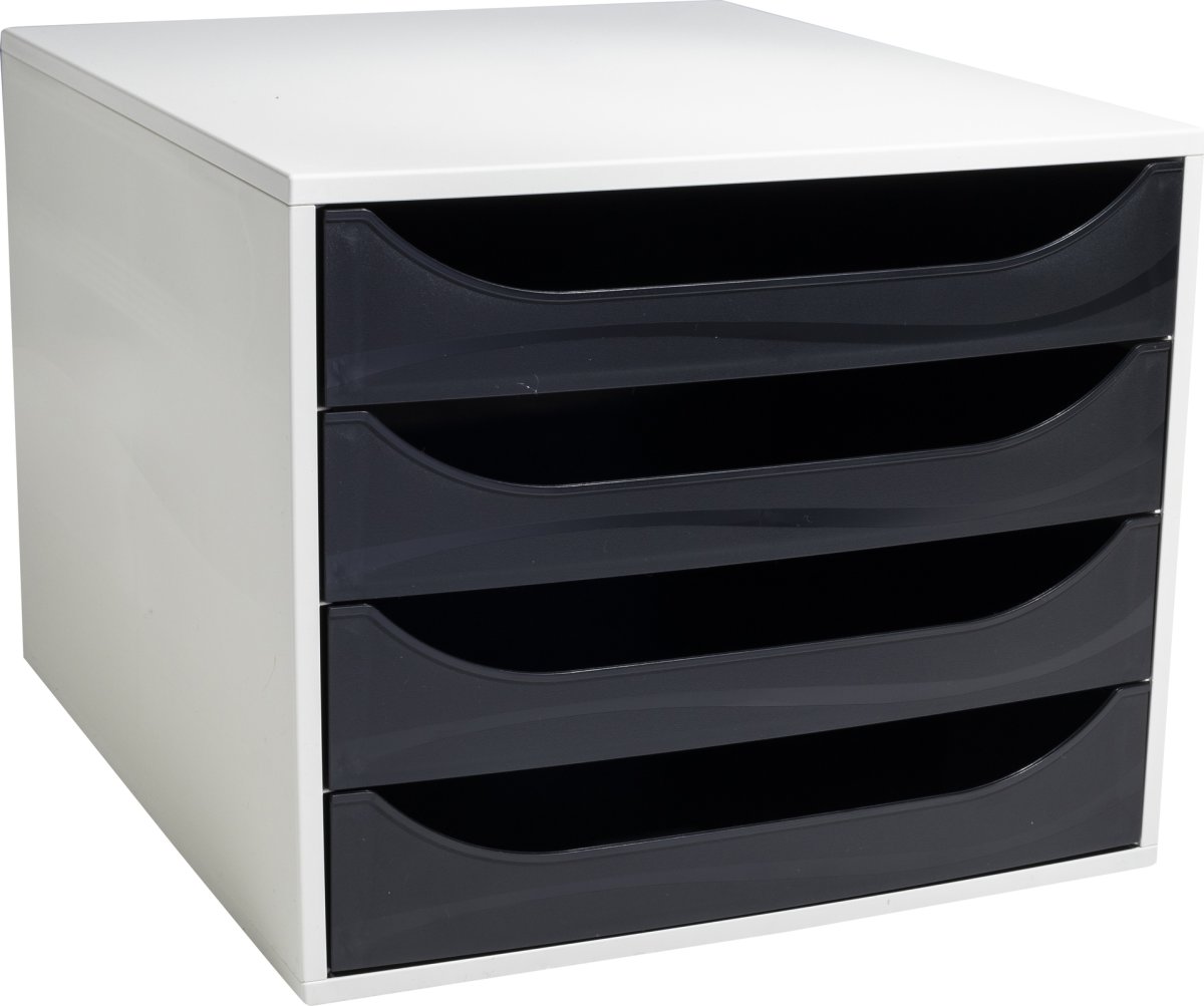 Exacompta Ecobox Skuffekabinet, 4, grå/sort