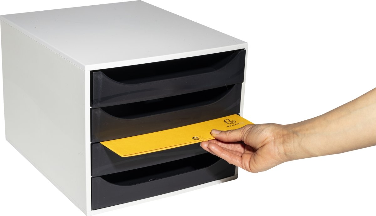 Exacompta Ecobox Skuffekabinet, 4, grå/sort