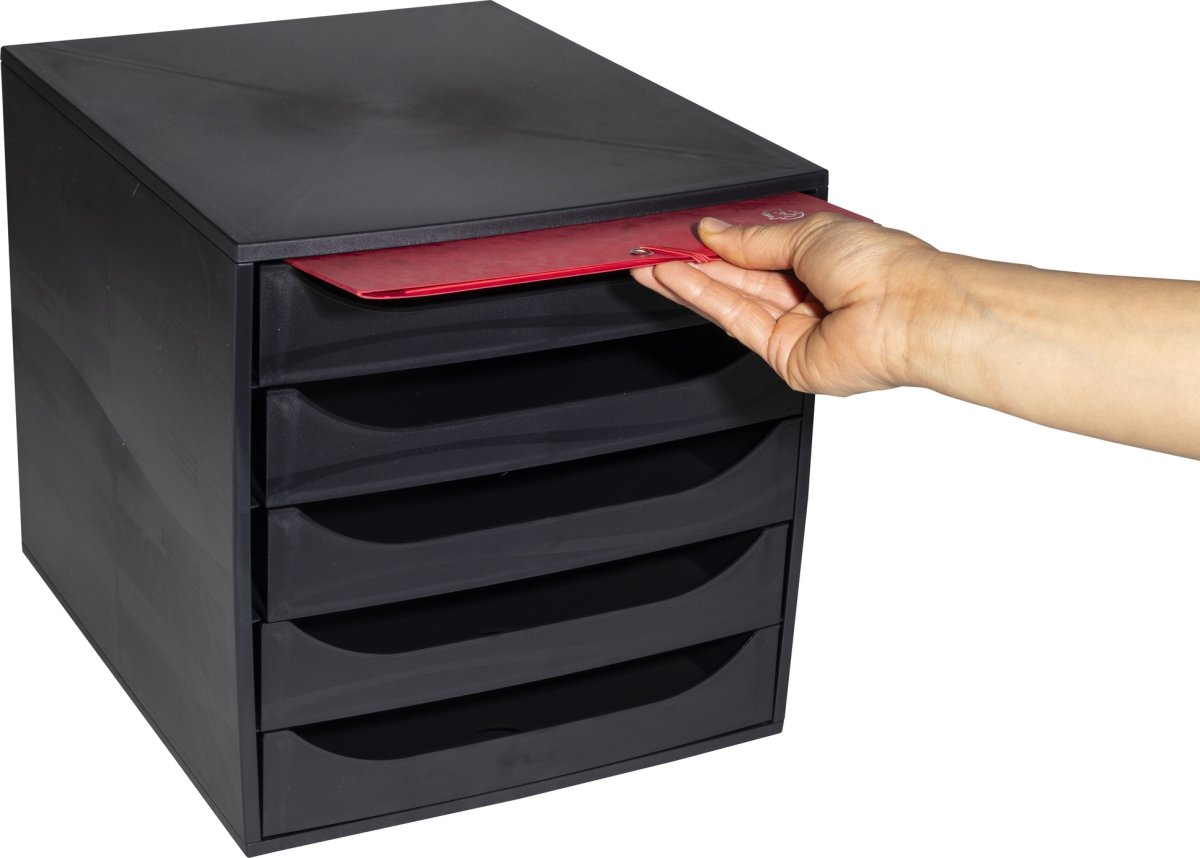 Exacompta Ecobox Skuffekabinet, 5, sort
