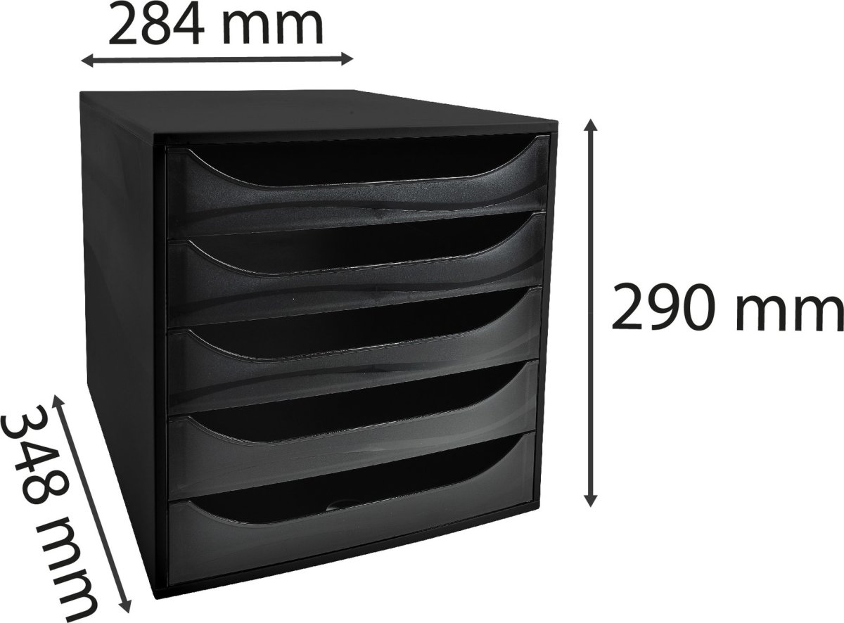 Exacompta Ecobox Skuffekabinet, 5, sort