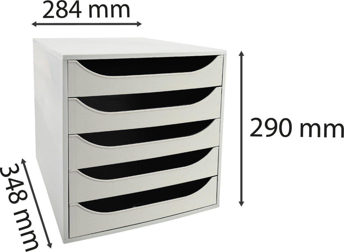 Exacompta Ecobox Skuffekabinet, 5, grå