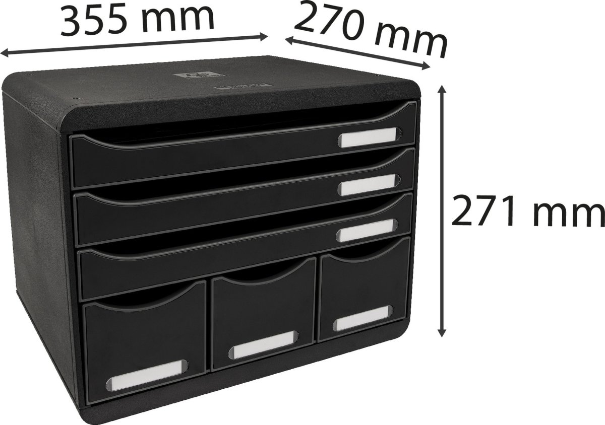 Exacompta Store-Box Skuffekabinet, 6, sort