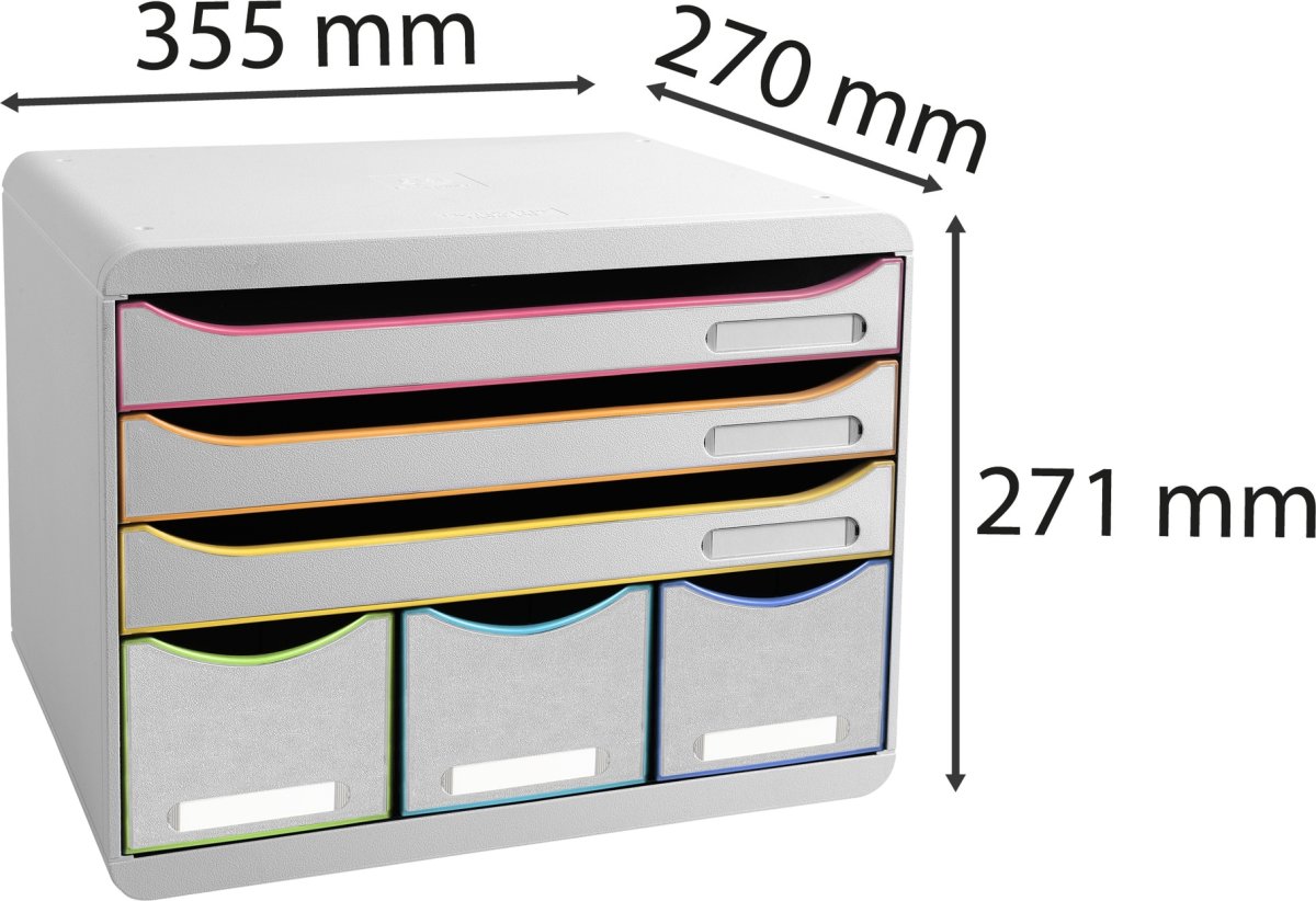 Exacompta Store-Box Skuffekabinet, 6, hvid/harleq.