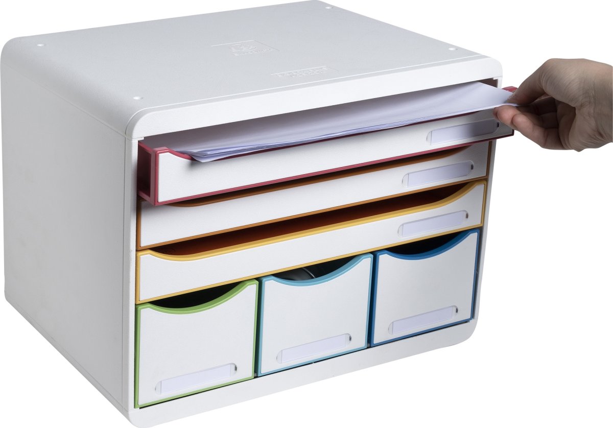 Exacompta Store-Box Skuffekabinet, 6, hvid/harleq.