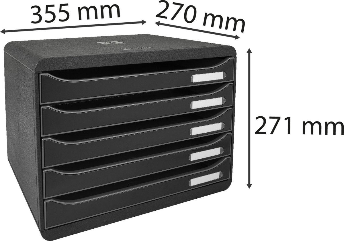 Exacompta Big-Box+ Skuffekabinet, H, 5, sort