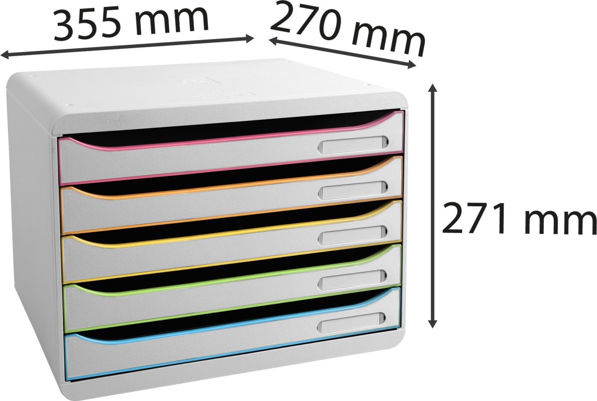 Exacompta Big-Box+ Skuffekabinet, H, 5, hvid/hq.