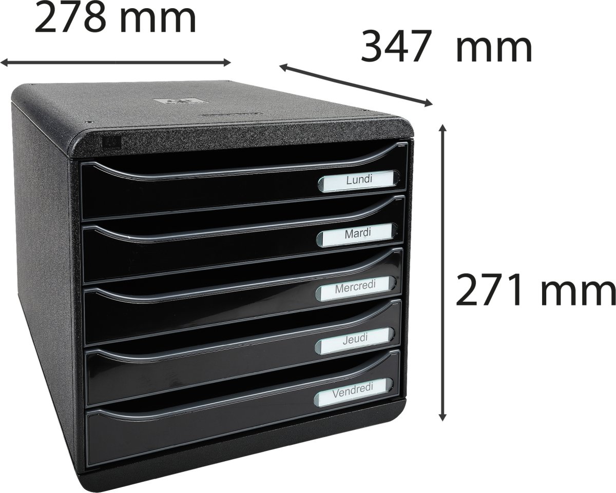 Exacompta Big-Box+ Skuffekabinet, sort/g. sort