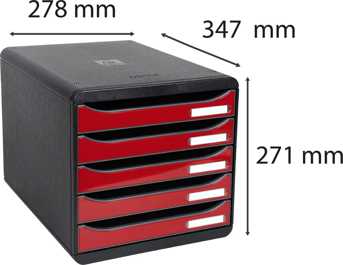 Exacompta Big-Box+ Skuffekabinet, sort/g. rød