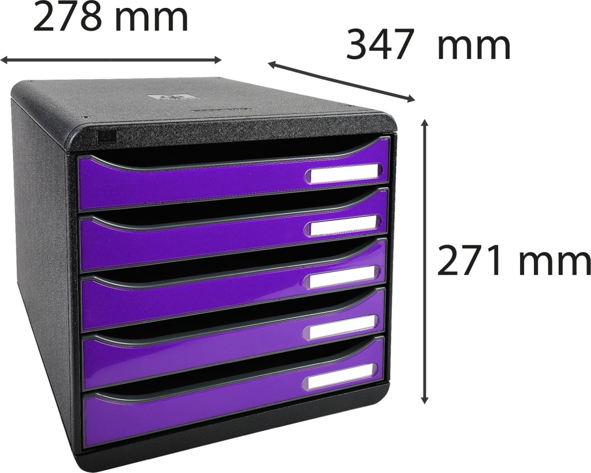 Exacompta Big-Box+ Skuffekabinet, sort/g. lilla
