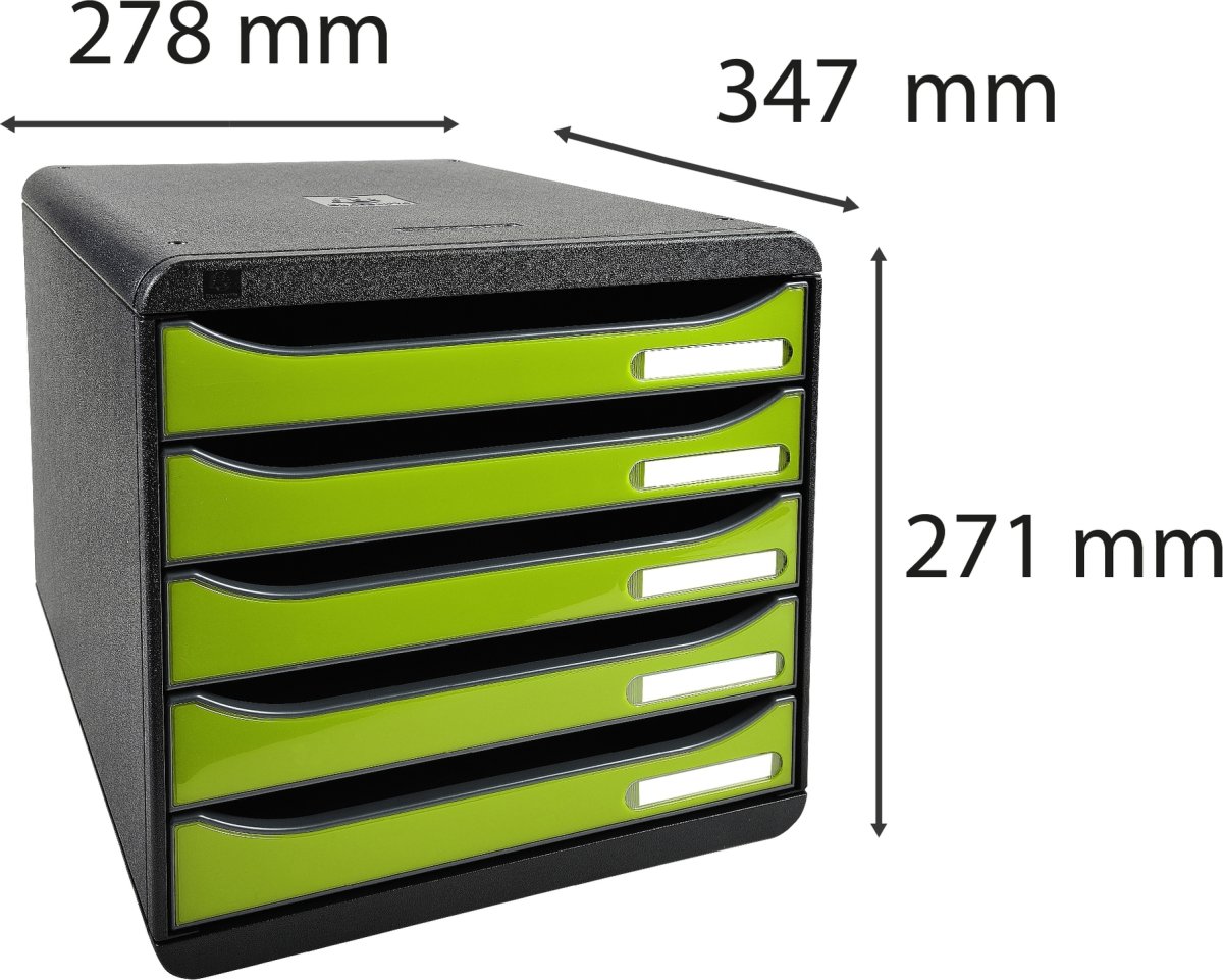 Exacompta Big-Box+ Skuffekabinet, sort/g. lysegrøn