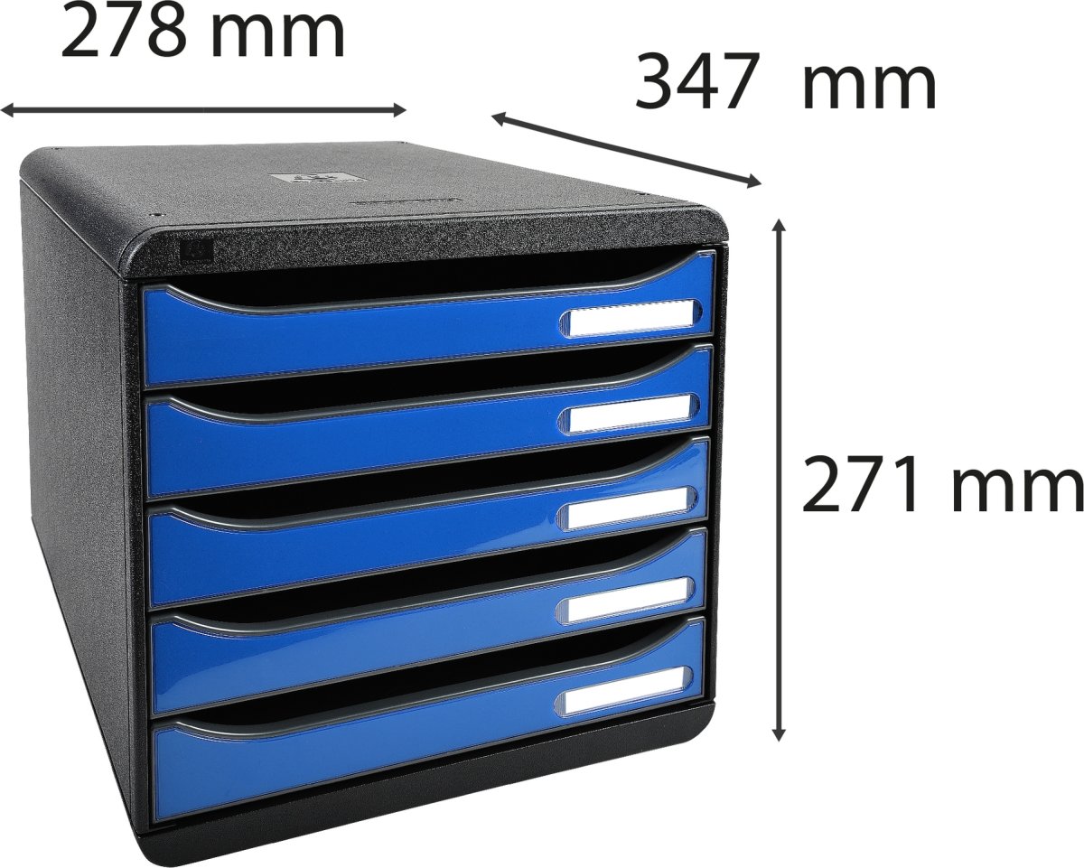 Exacompta Big-Box+ Skuffekabinet, sort/g. isblå