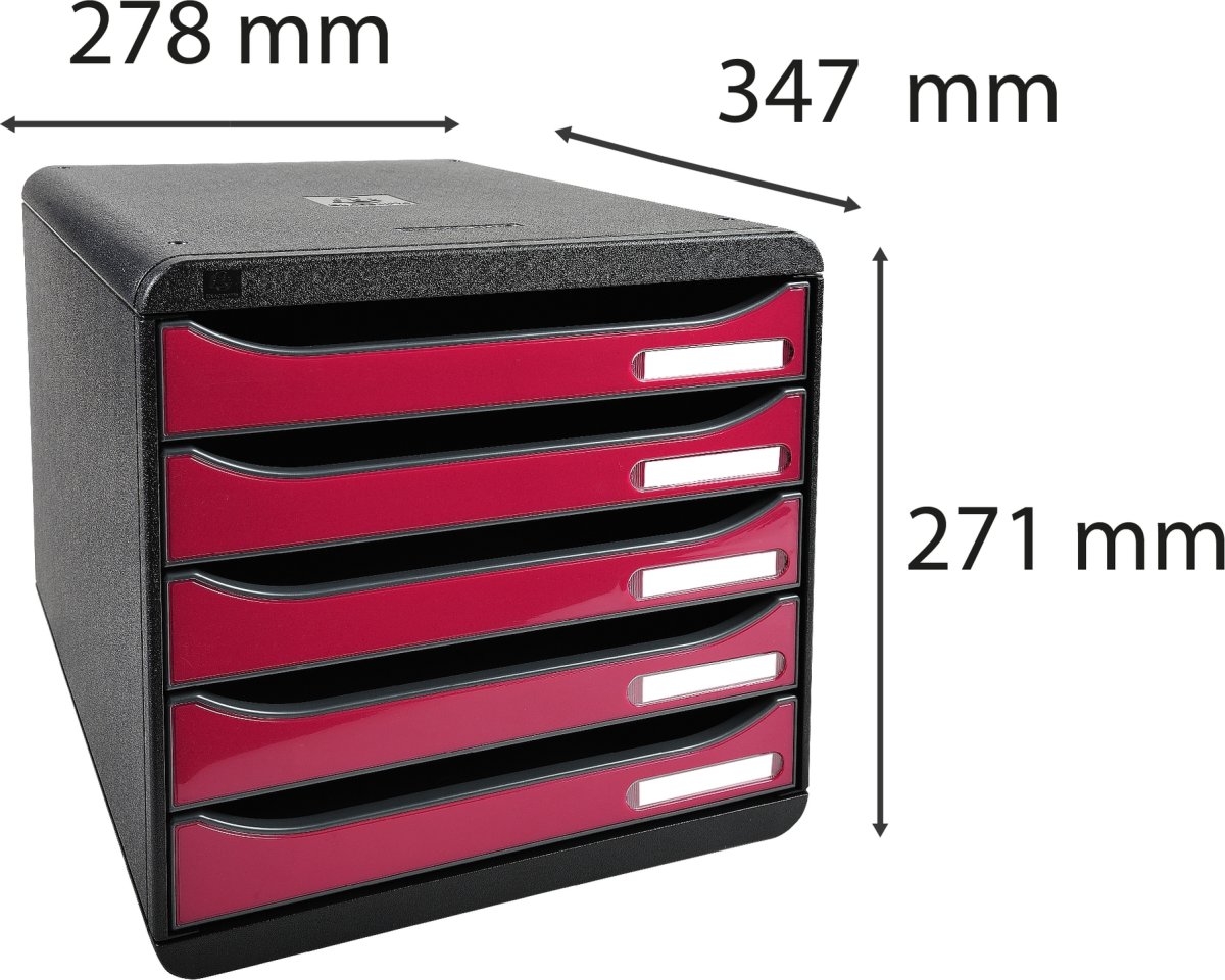 Exacompta Big-Box+ Skuffekabinet, sort/g. hindbær