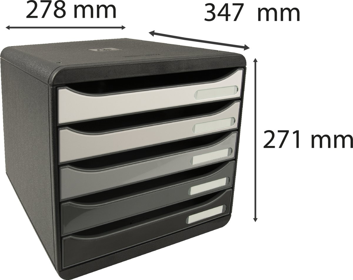 Exacompta Big-Box+ Skuffekabinet, sort/grå