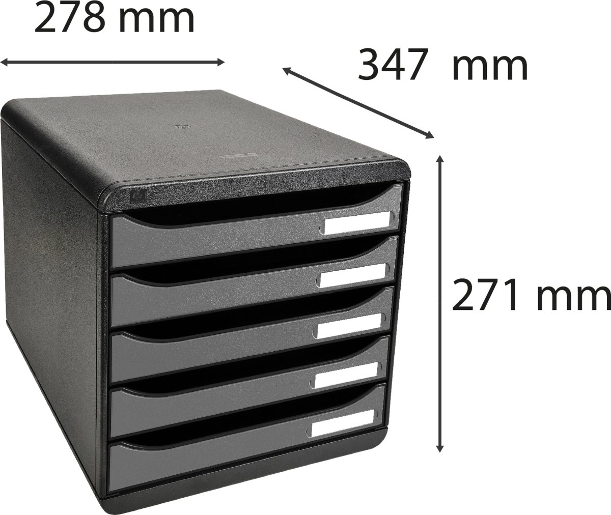 Exacompta Big-Box+ Skuffekabinet, sort/sølv