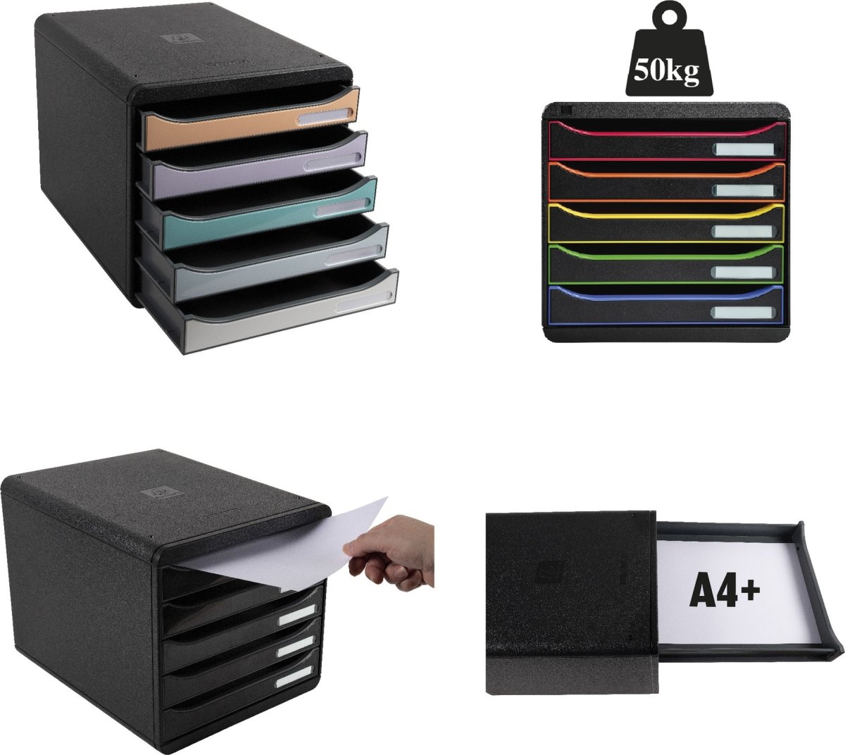 Exacompta Big-Box+ Skuffekabinet, sort/harlequin