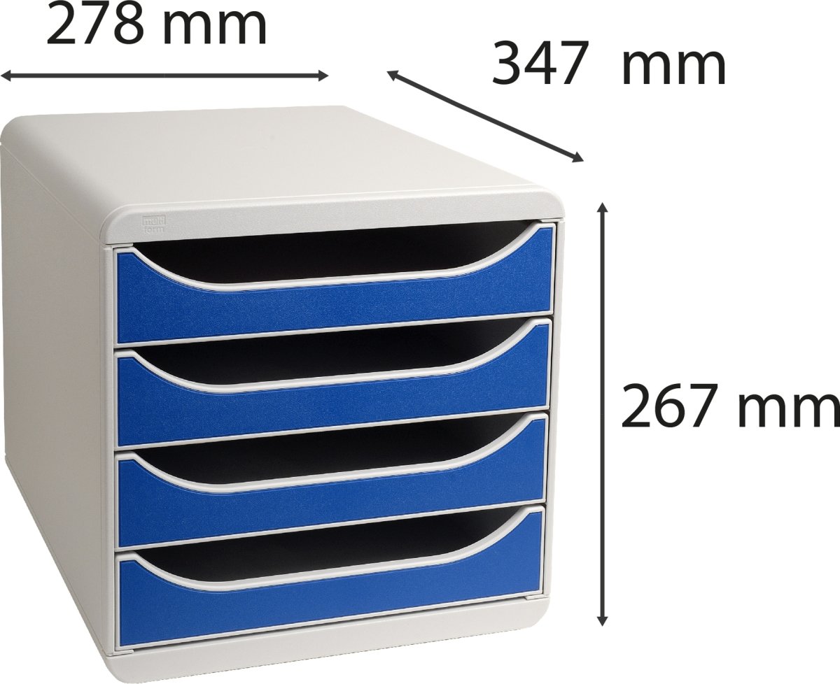 Exacompta Big-Box Skuffekabinet, 4, grå/blå