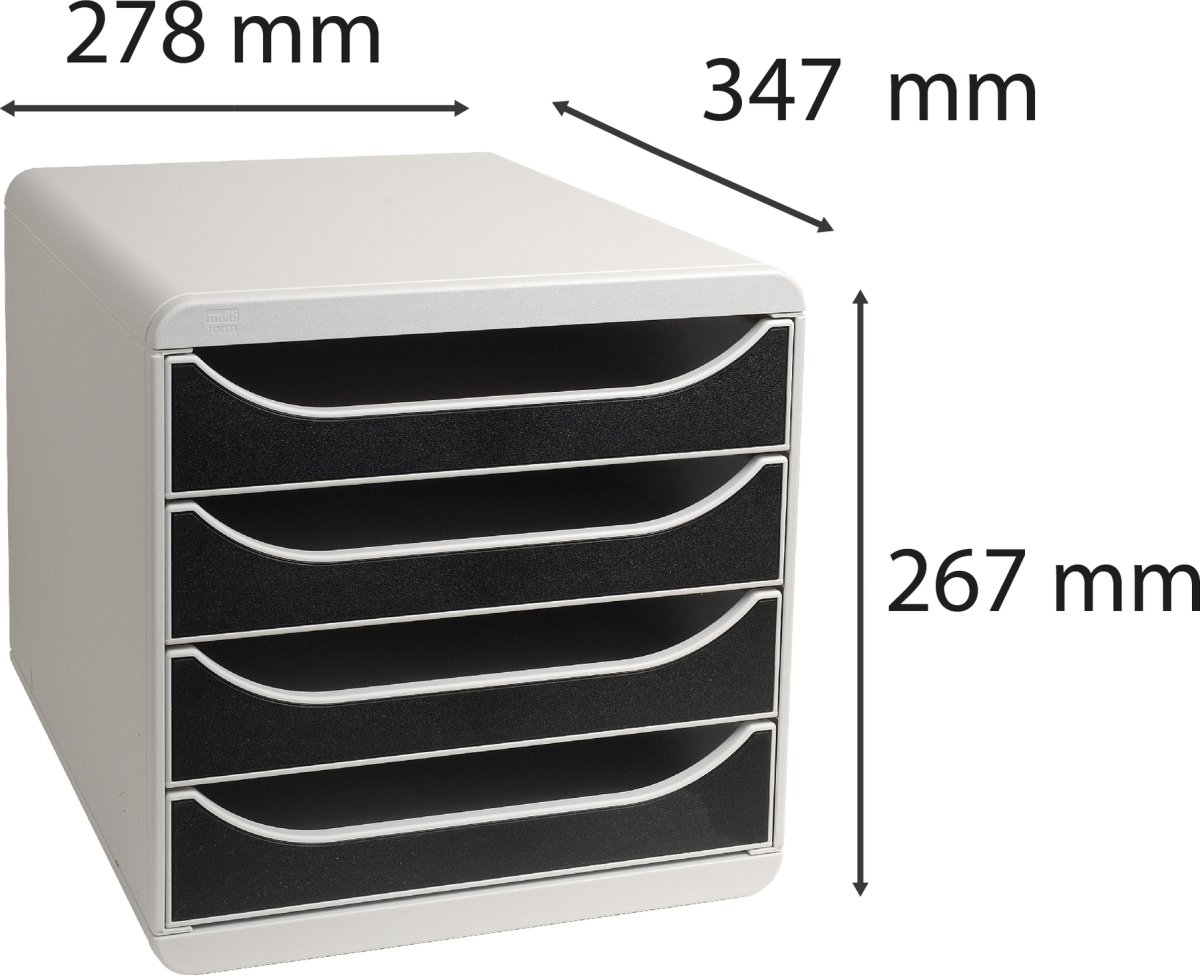 Exacompta Big-Box Skuffekabinet, 4, grå/sort