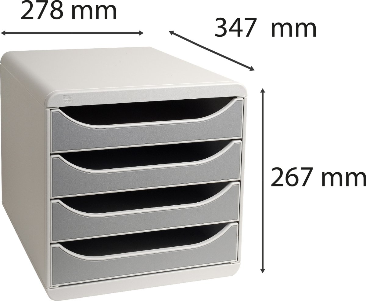 Exacompta Big-Box Skuffekabinet, 4, grå/mørkegrå