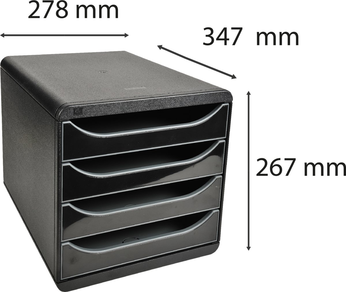 Exacompta Big-Box Skuffekabinet, 4, sort/g. sort