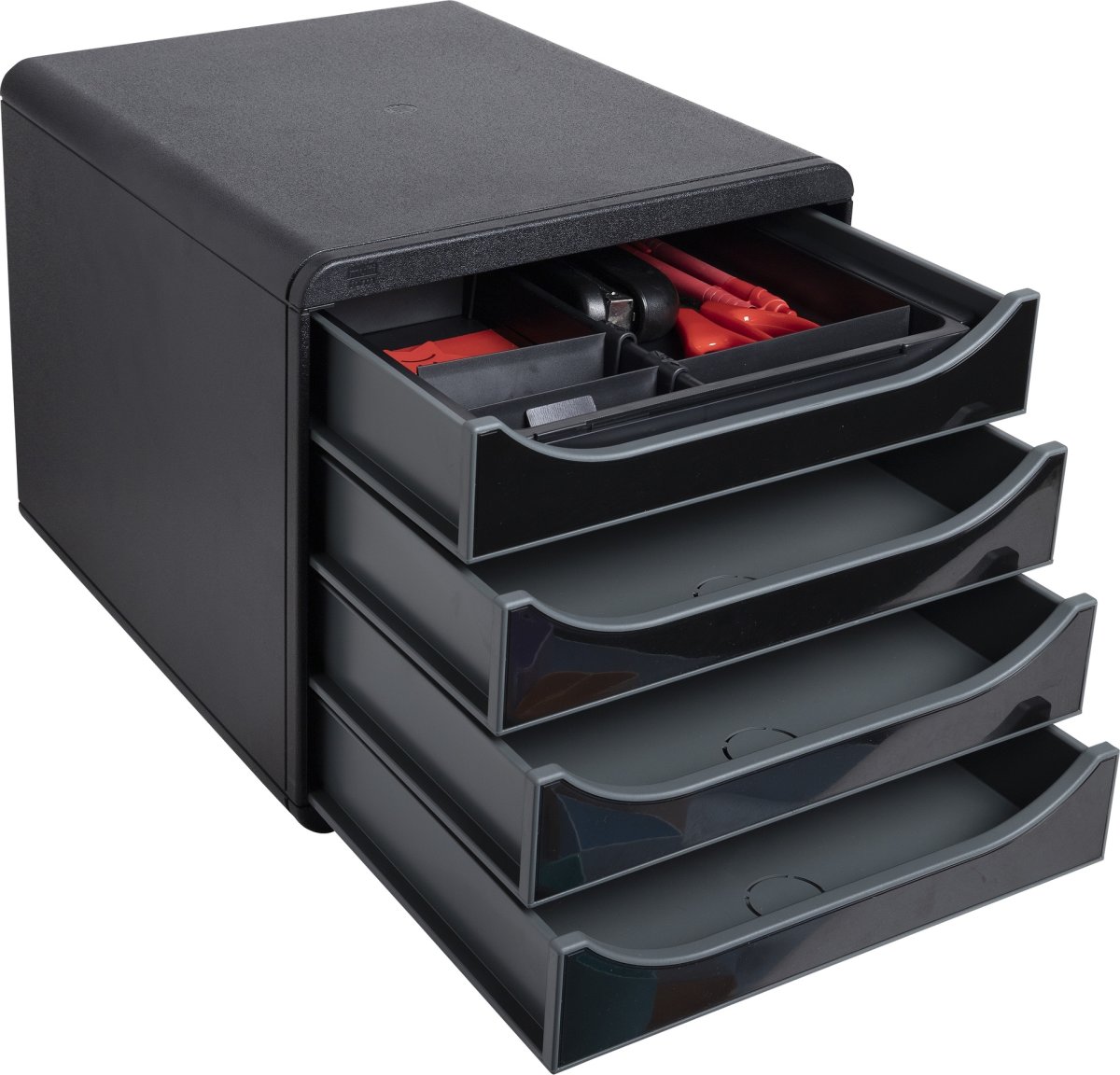 Exacompta Big-Box Skuffekabinet, 4, sort/g. sort