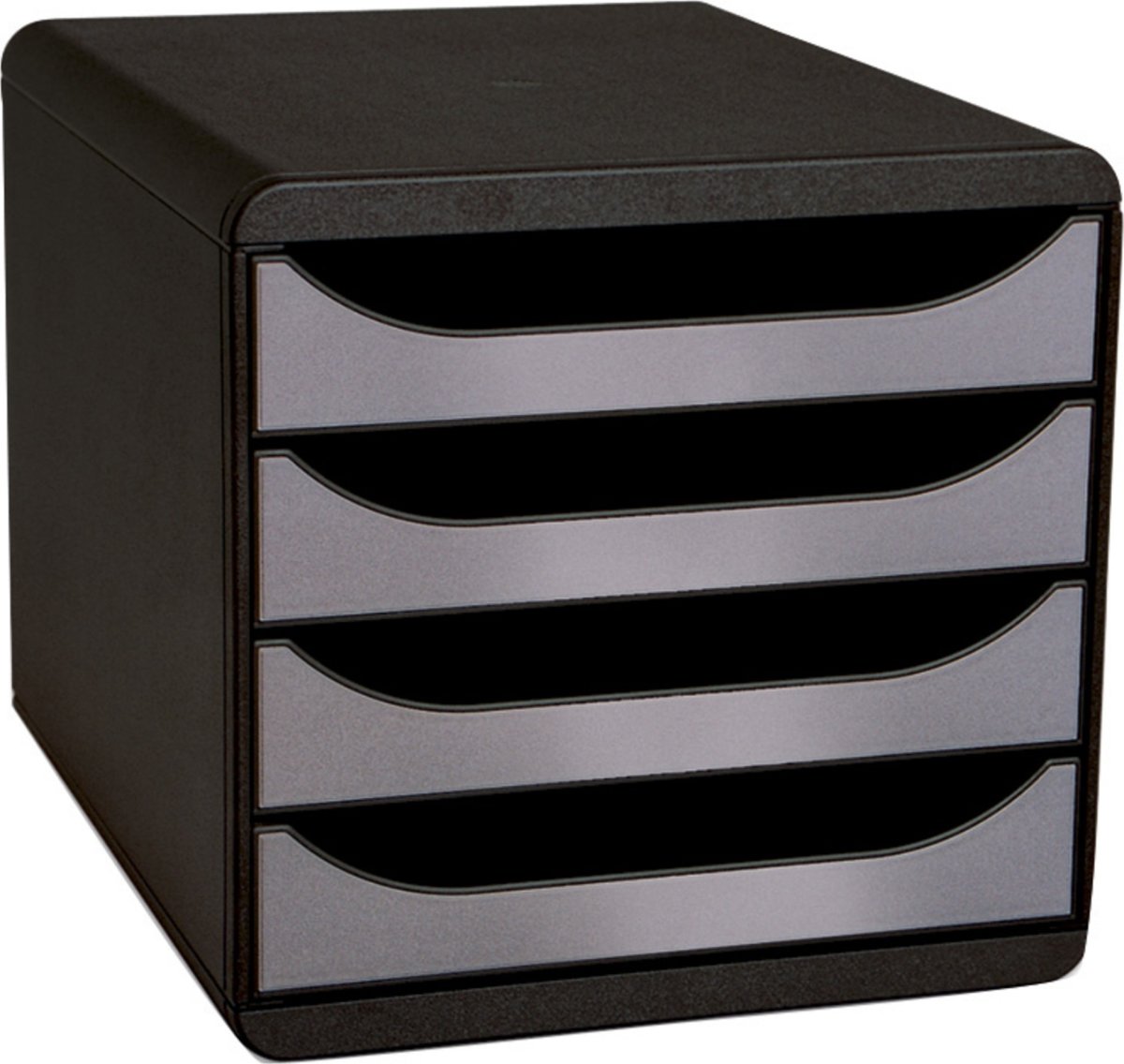 Exacompta Big-Box Skuffekabinet, 4, sort/sølv