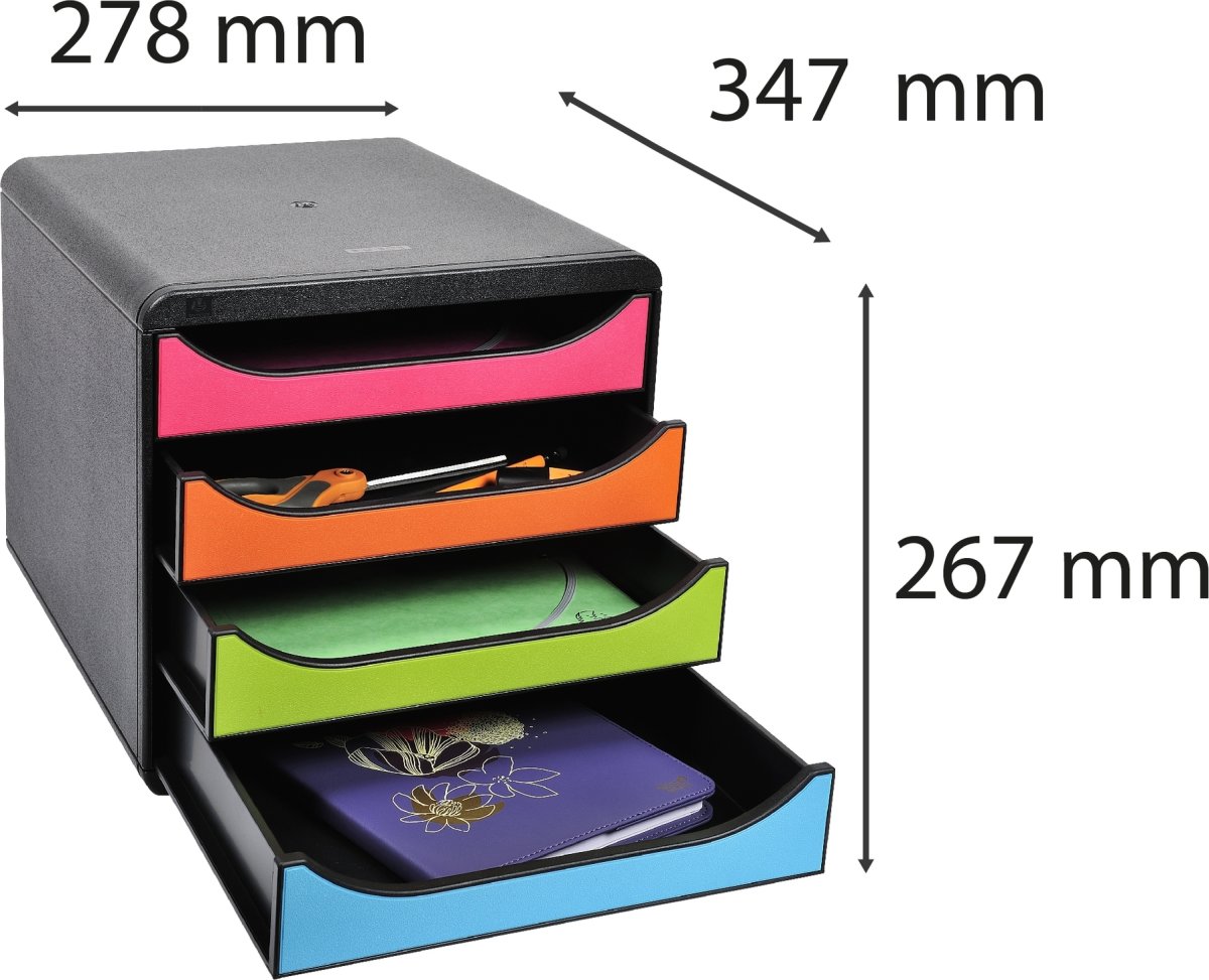 Exacompta Big-Box Skuffekabinet, 4, harlequin