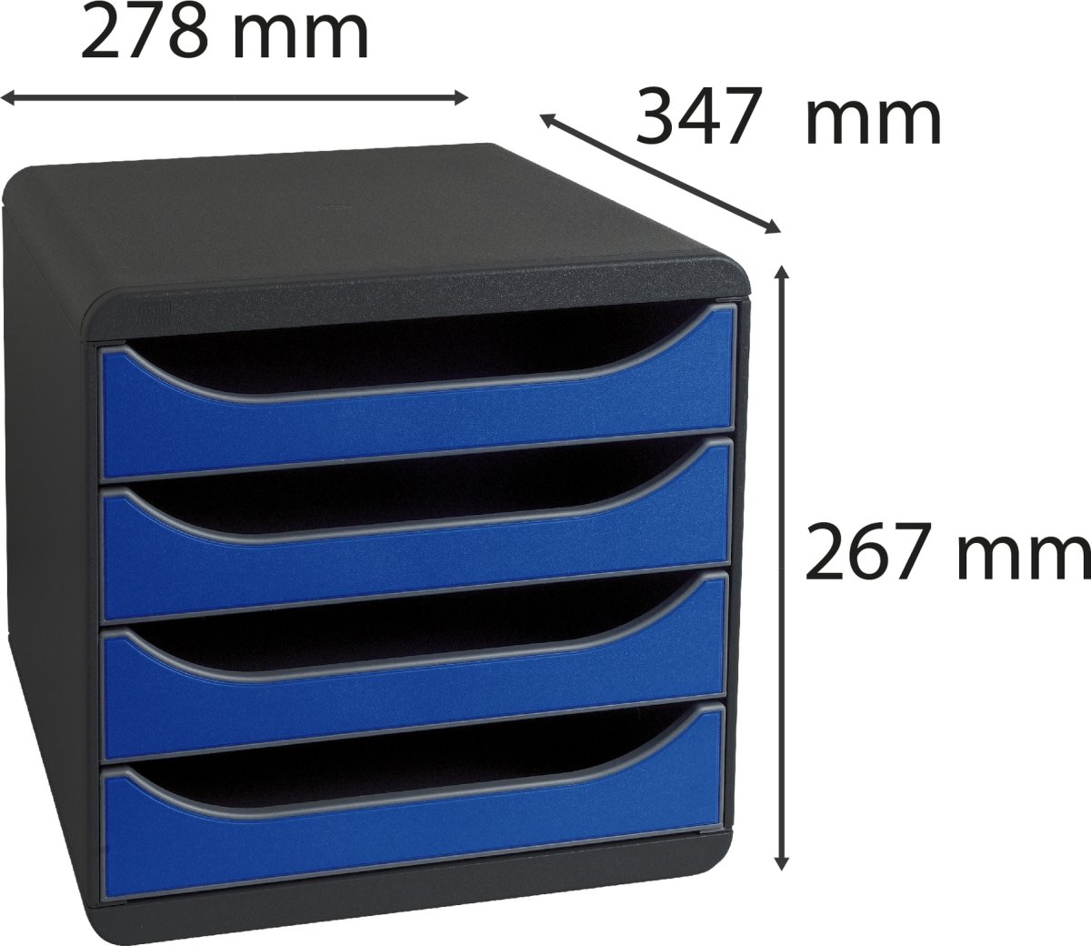 Exacompta Big-Box Skuffekabinet, 4, sort/blå