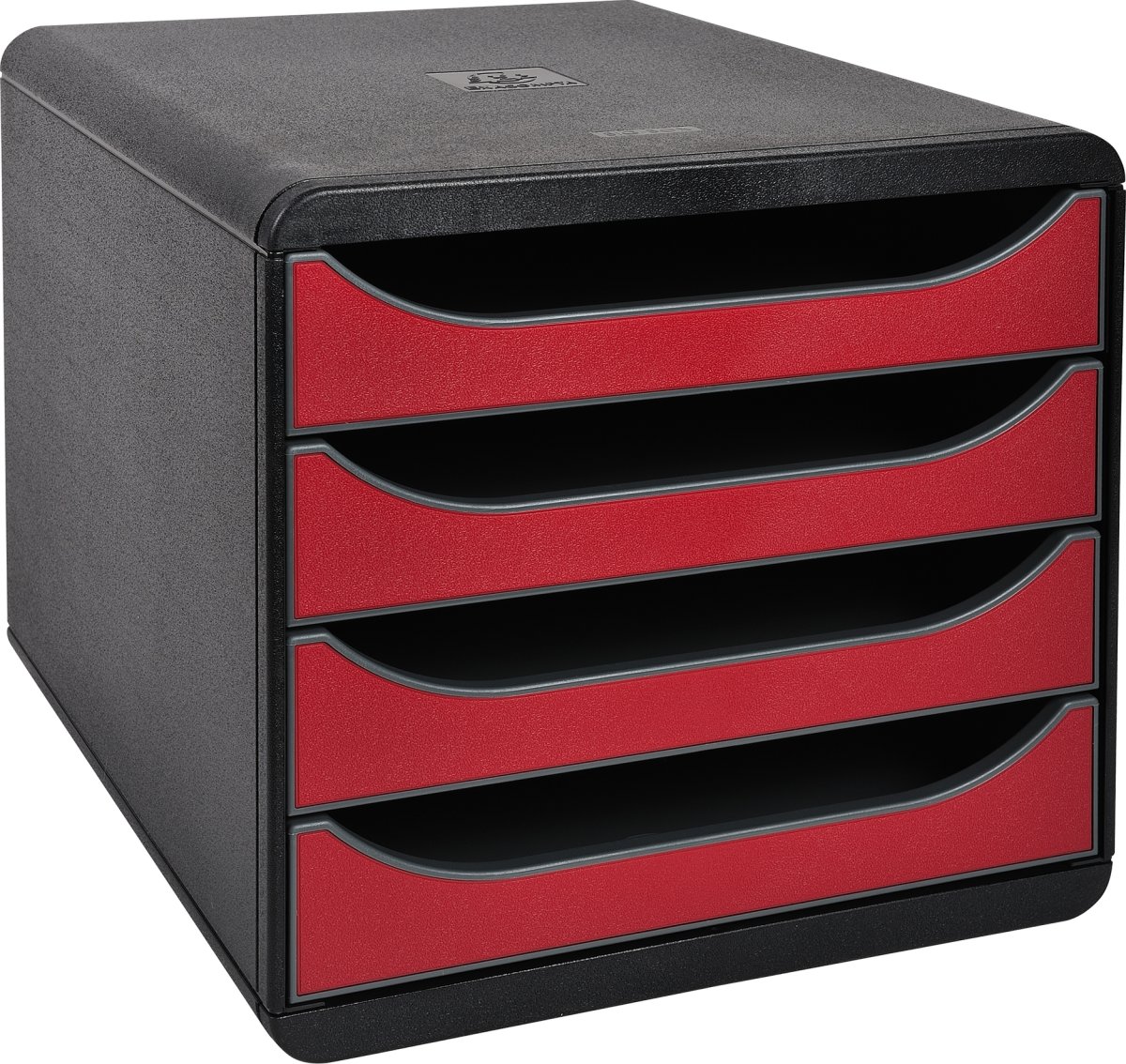 Exacompta Big-Box Skuffekabinet, 4, sort/rød