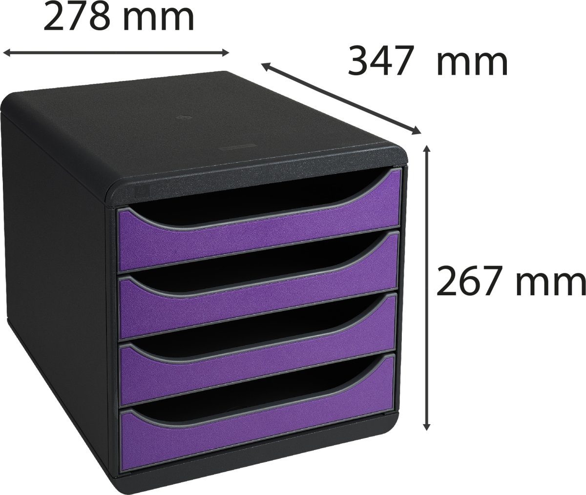Exacompta Big-Box Skuffekabinet, 4, sort/lilla