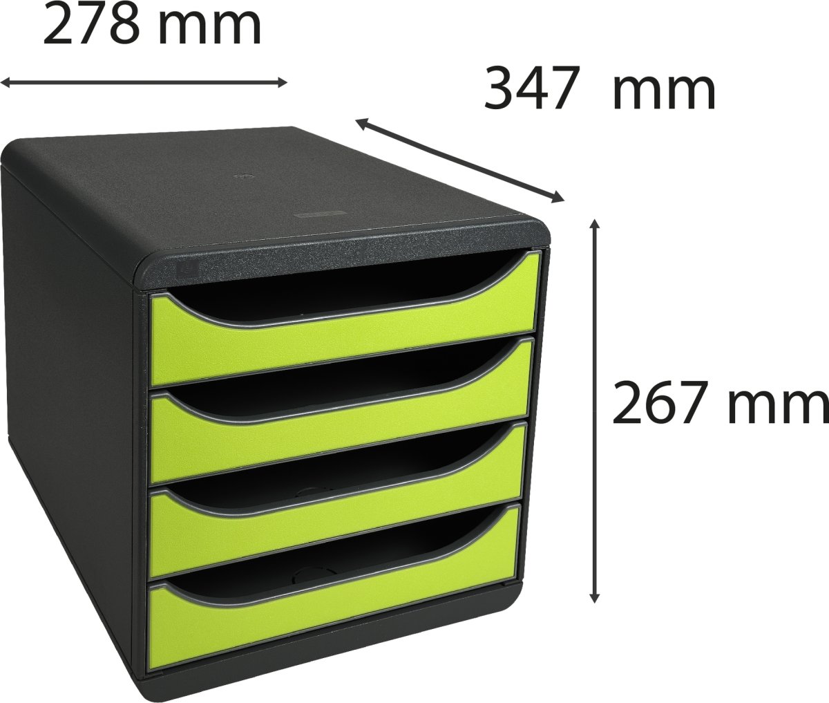 Exacompta Big-Box Skuffekabinet, 4, sort/grøn