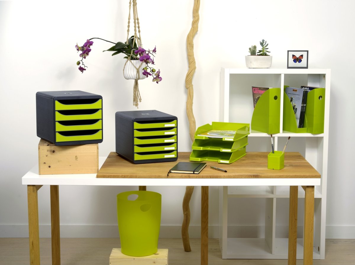 Exacompta Big-Box Skuffekabinet, 4, sort/grøn