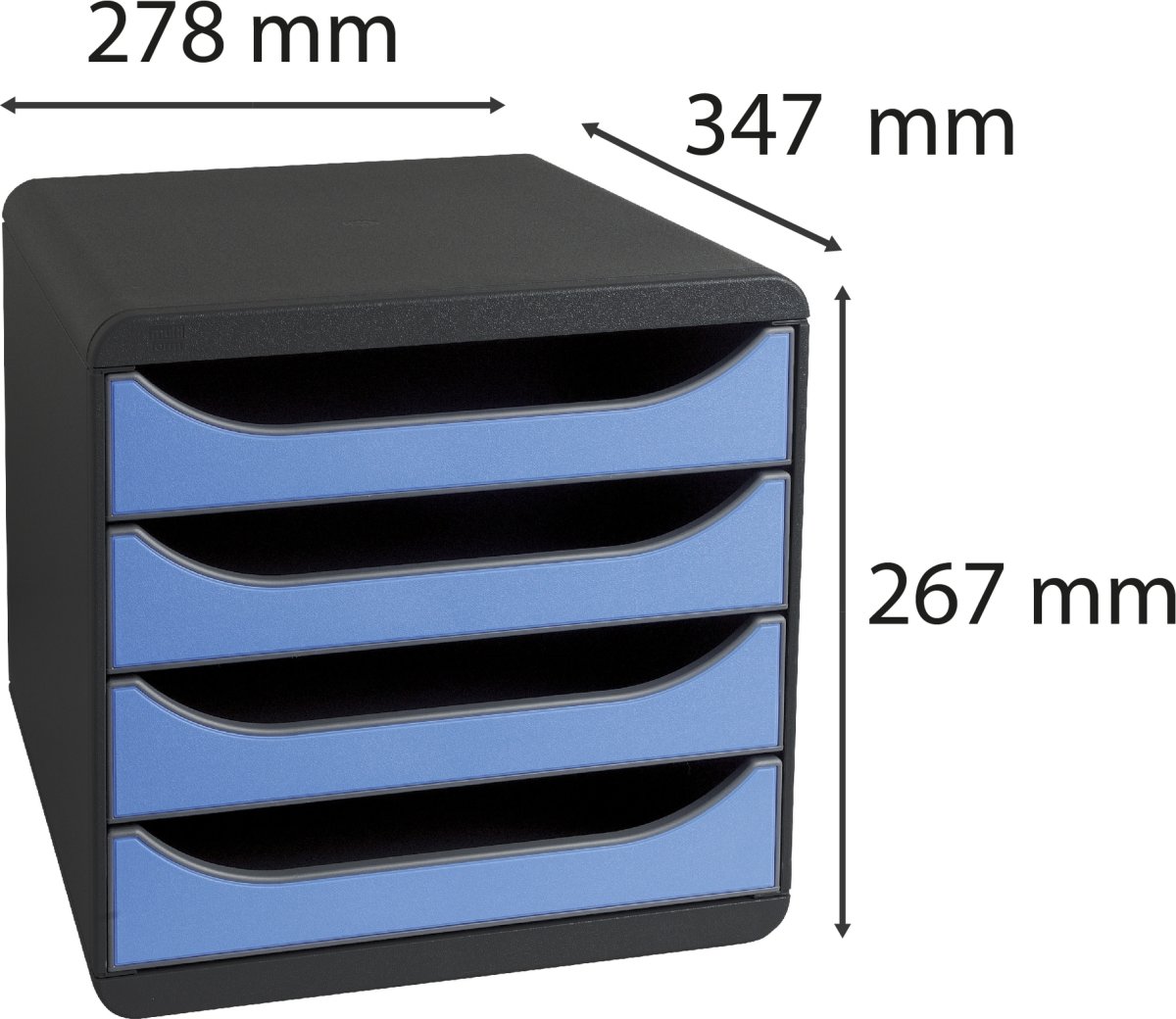 Exacompta Big-Box Skuffekabinet, 4, sort/isblå
