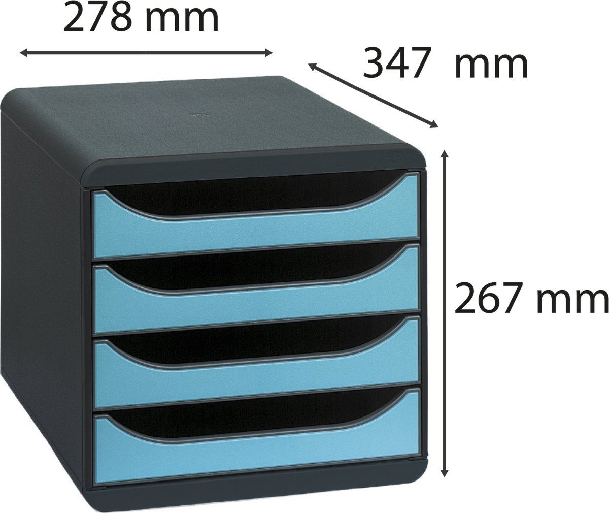 Exacompta Big-Box Skuffekabinet, 4, sort/turkis