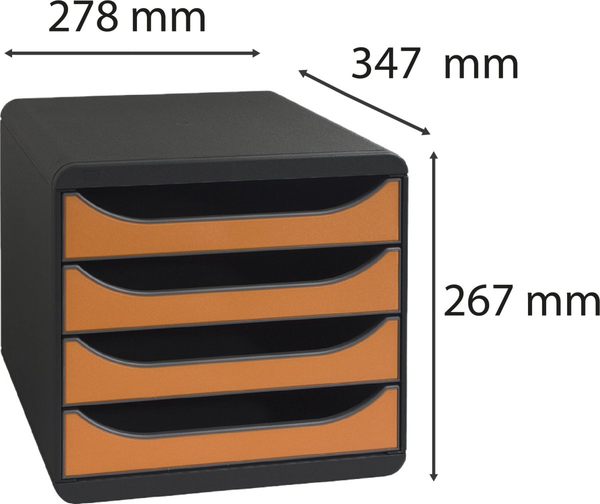 Exacompta Big-Box Skuffekabinet, 4, sort/orange