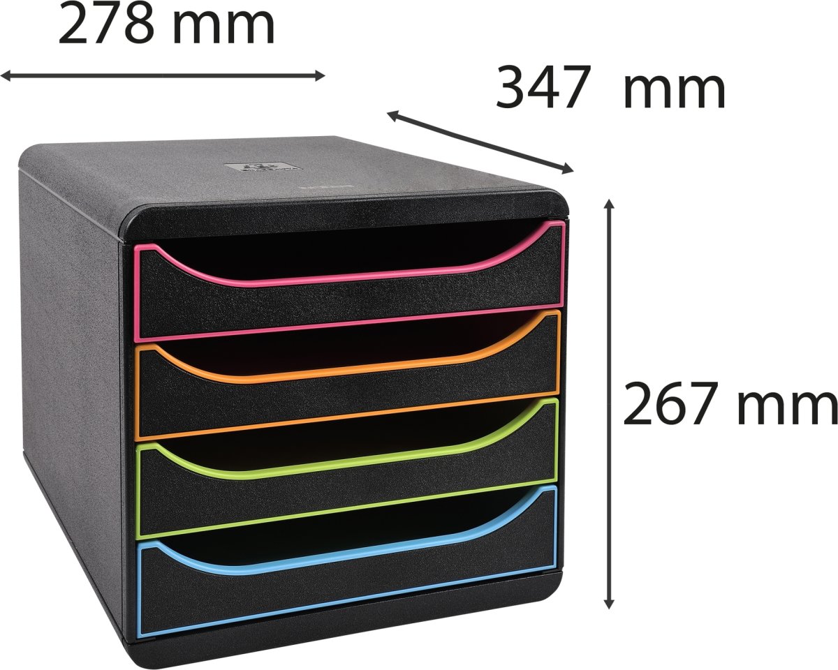 Exacompta Big-Box Skuffekabinet, 4, sort/harlequin