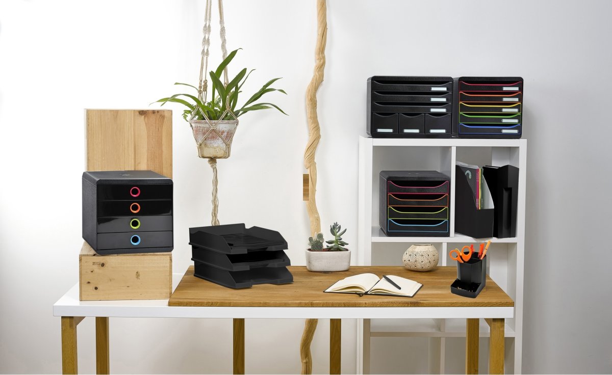 Exacompta Big-Box Skuffekabinet, 4, sort/harlequin