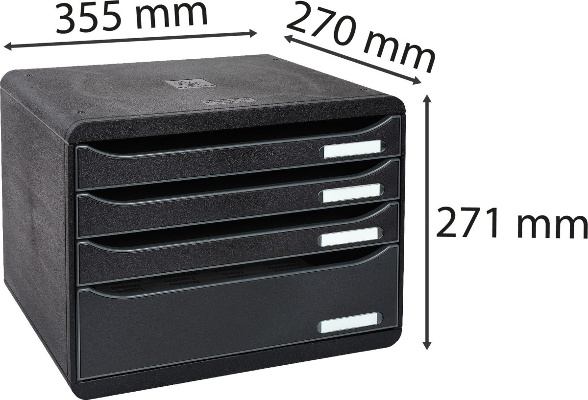 Exacompta Big-Box+ Skuffekabinet, H, 4, sort