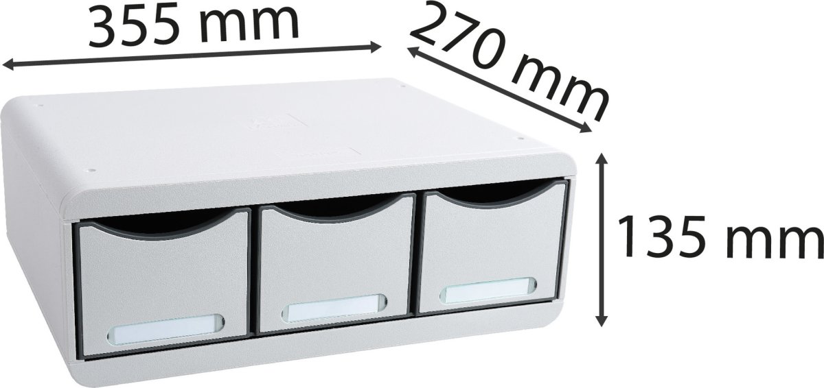 Exacompta Toolbox Skuffekabinet, 3, lysegrå