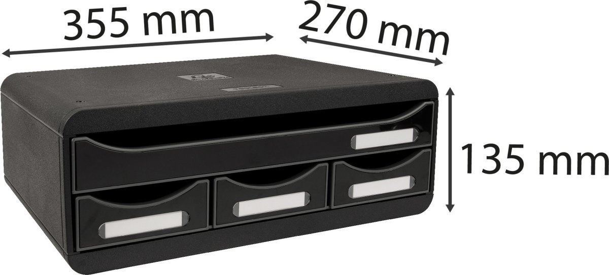 Exacompta Toolbox Skuffekabinet, 4, sort/g. sort