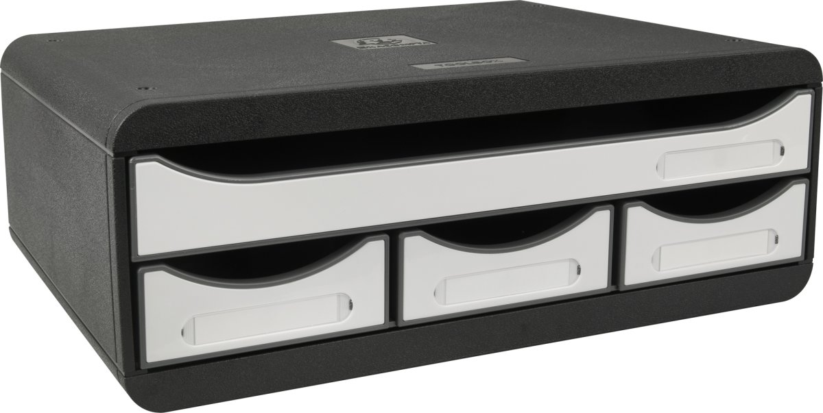 Exacompta Toolbox Skuffekabinet, 4, sort/g. hvid