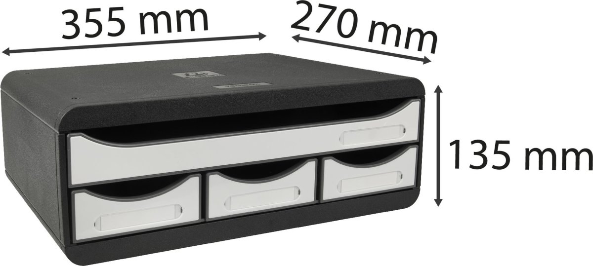 Exacompta Toolbox Skuffekabinet, 4, sort/g. hvid