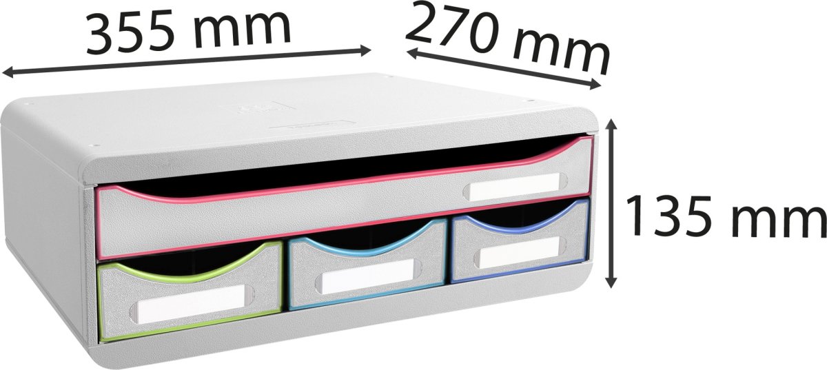 Exacompta Toolbox Skuffekabinet, 4, hvid/harlequin