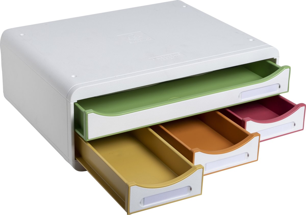 Exacompta Toolbox Skuffekabinet, 4, hvid/harlequin