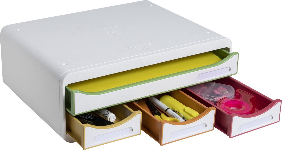 Exacompta Toolbox Skuffekabinet, 4, hvid/harlequin