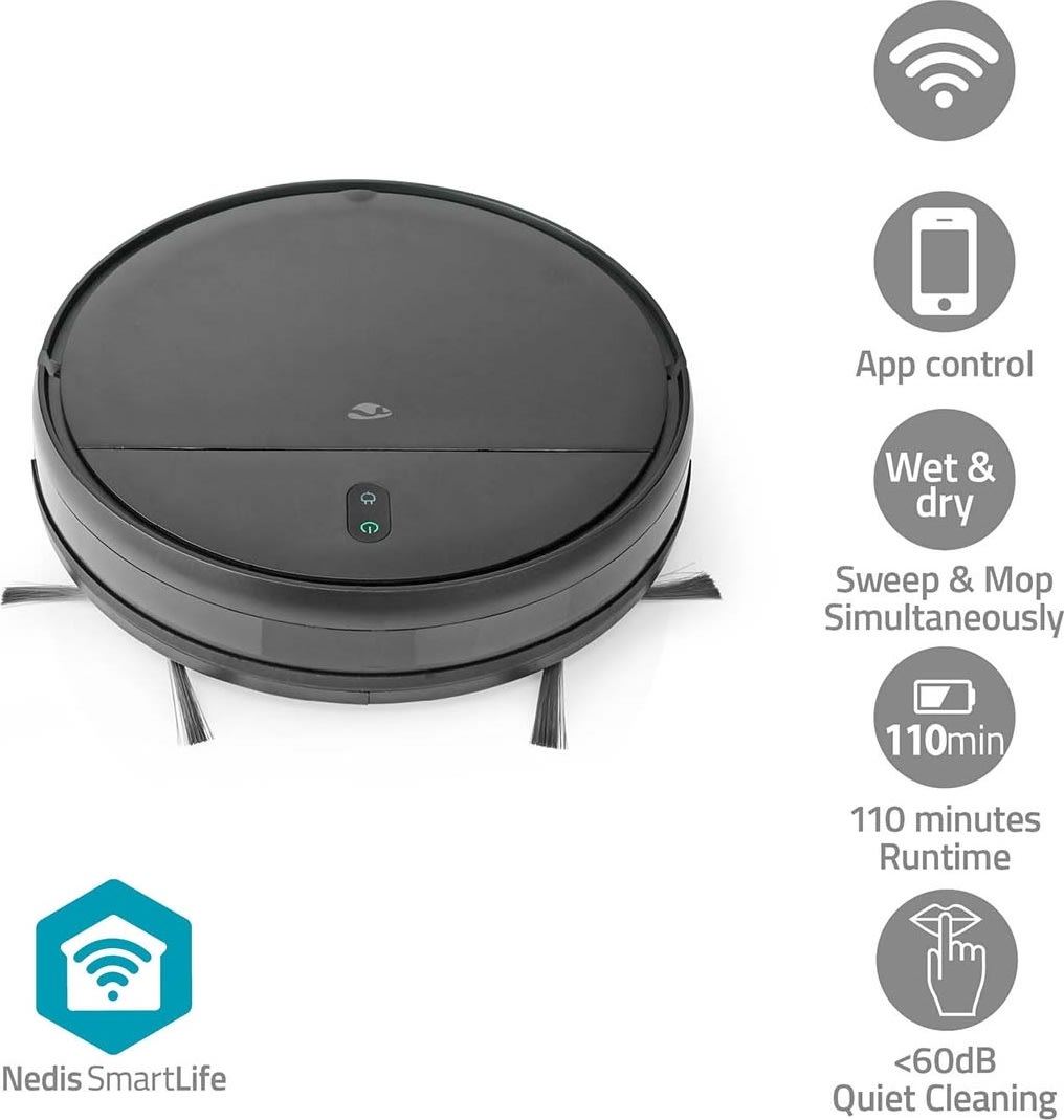 Nedis SmartLife WIFIVCR001CBK Robotstøvsuger, sort