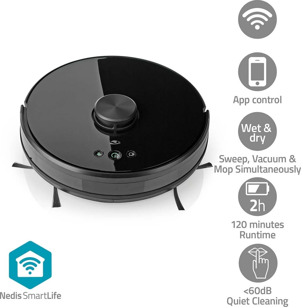 Nedis SmartLife WIFIVCL001CBK Robotstøvsuger, sort