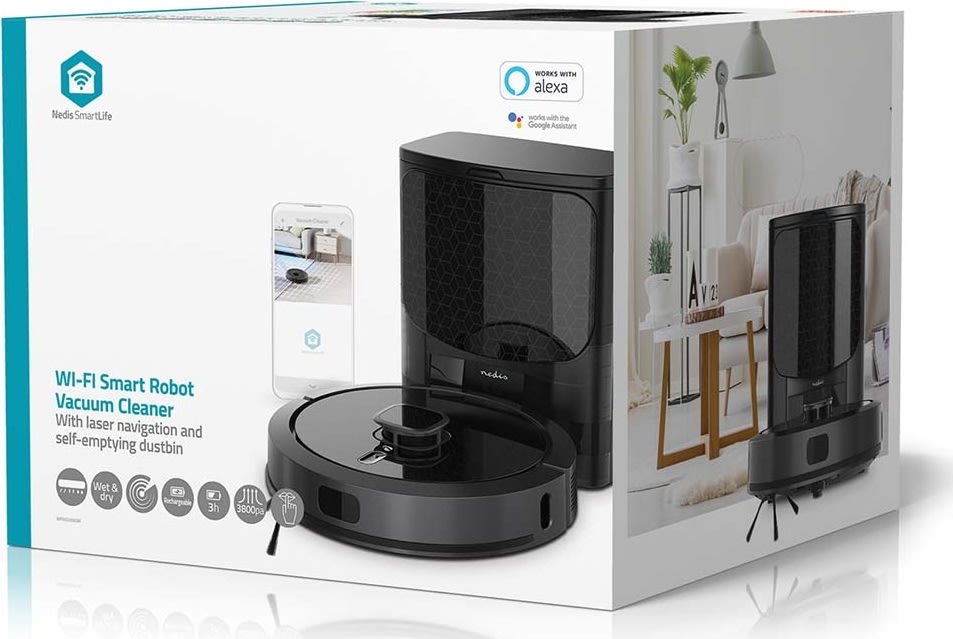Nedis SmartLife WIFIVCL002CBK Robotstøvsuger, sort