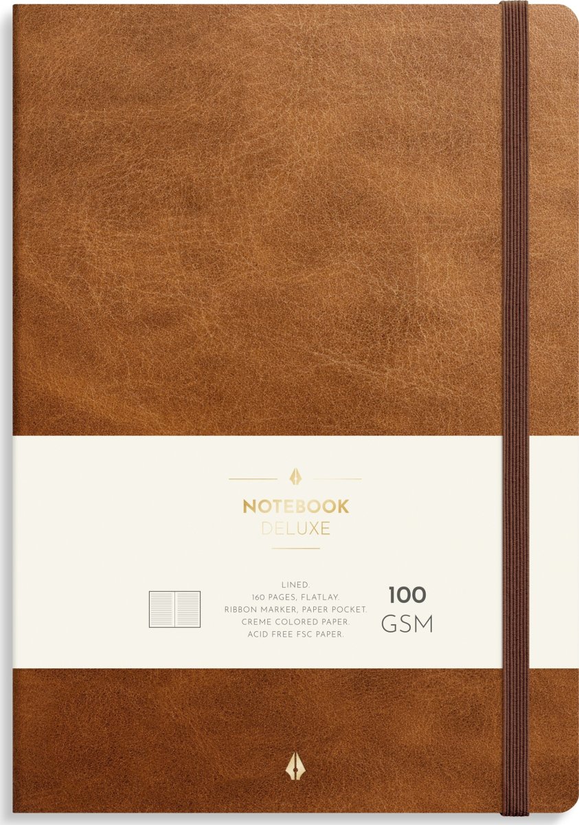 Burde Deluxe Notesbog, B5, linjeret, brown
