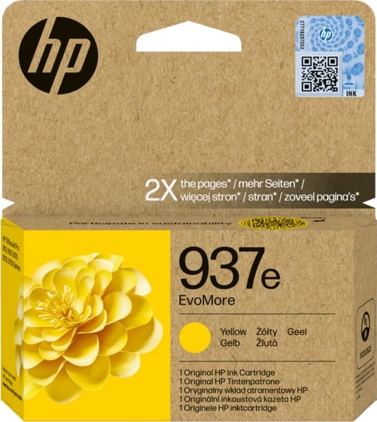 HP 937e EvoMore Original blækpatron, Gul