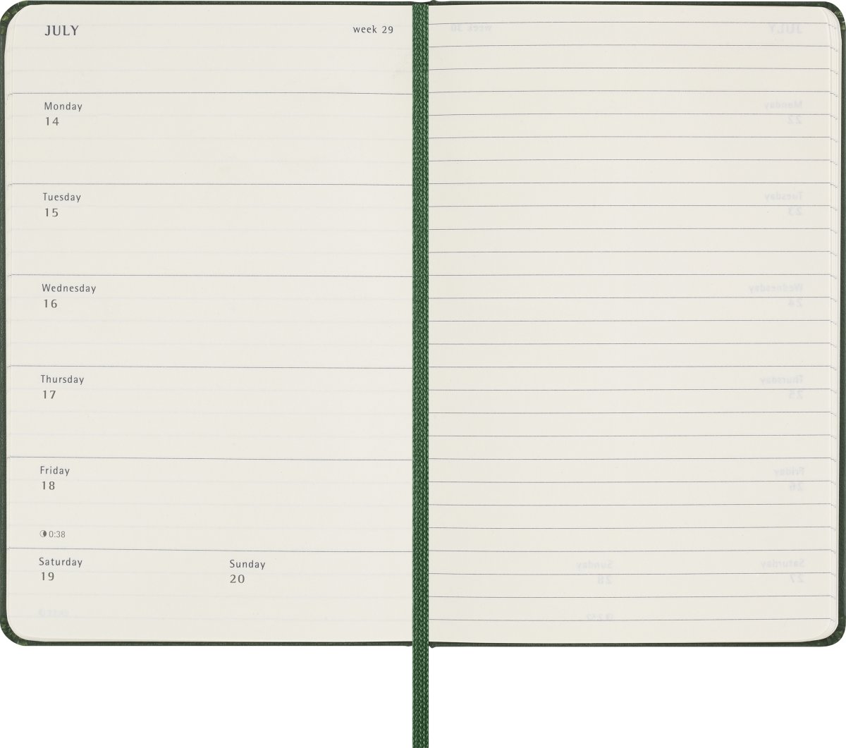 Moleskine 2025 Kalender | H | Uge | Poc. | Grøn